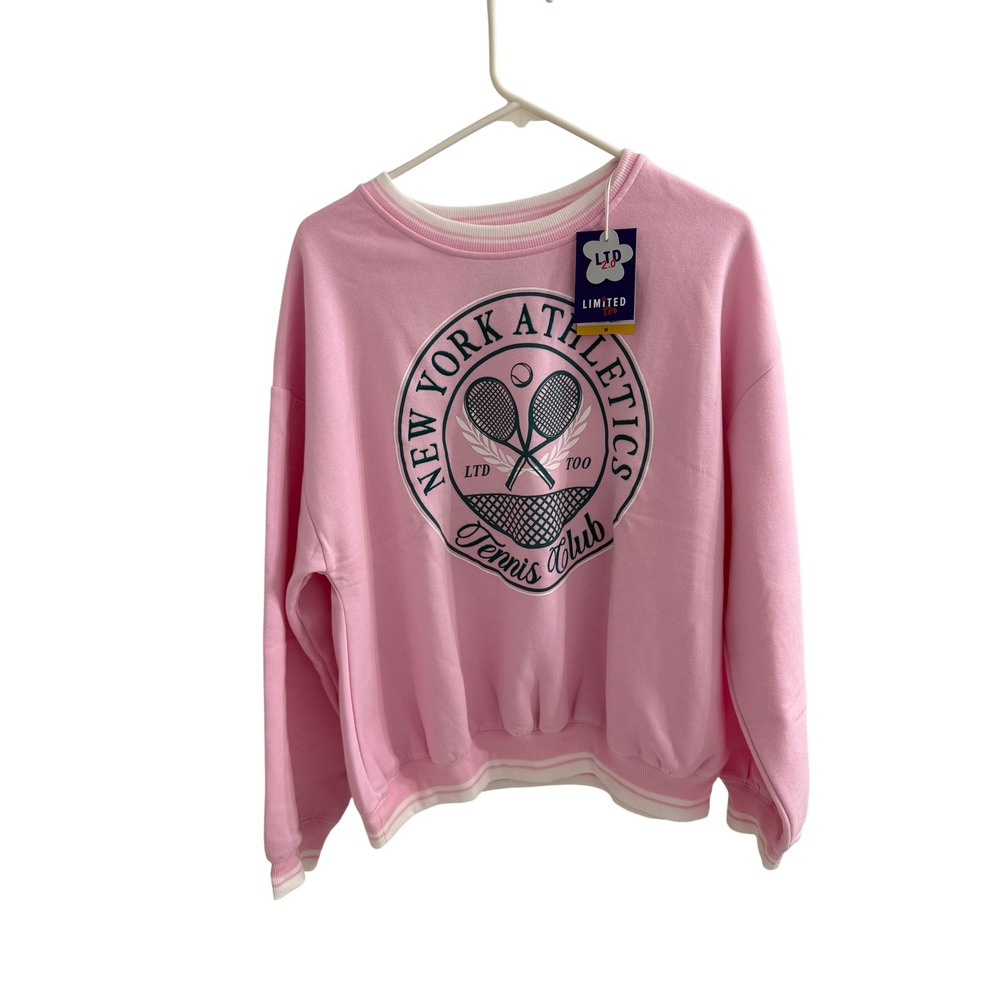 Limited Too Pink New York Athletics Tennis Club Graphic Sweatshirt NWT Medium